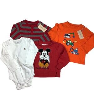 Baby Boy 18 Months Lot Of 4 Long Sleeve Shirts Disney Gap First Impressions Red